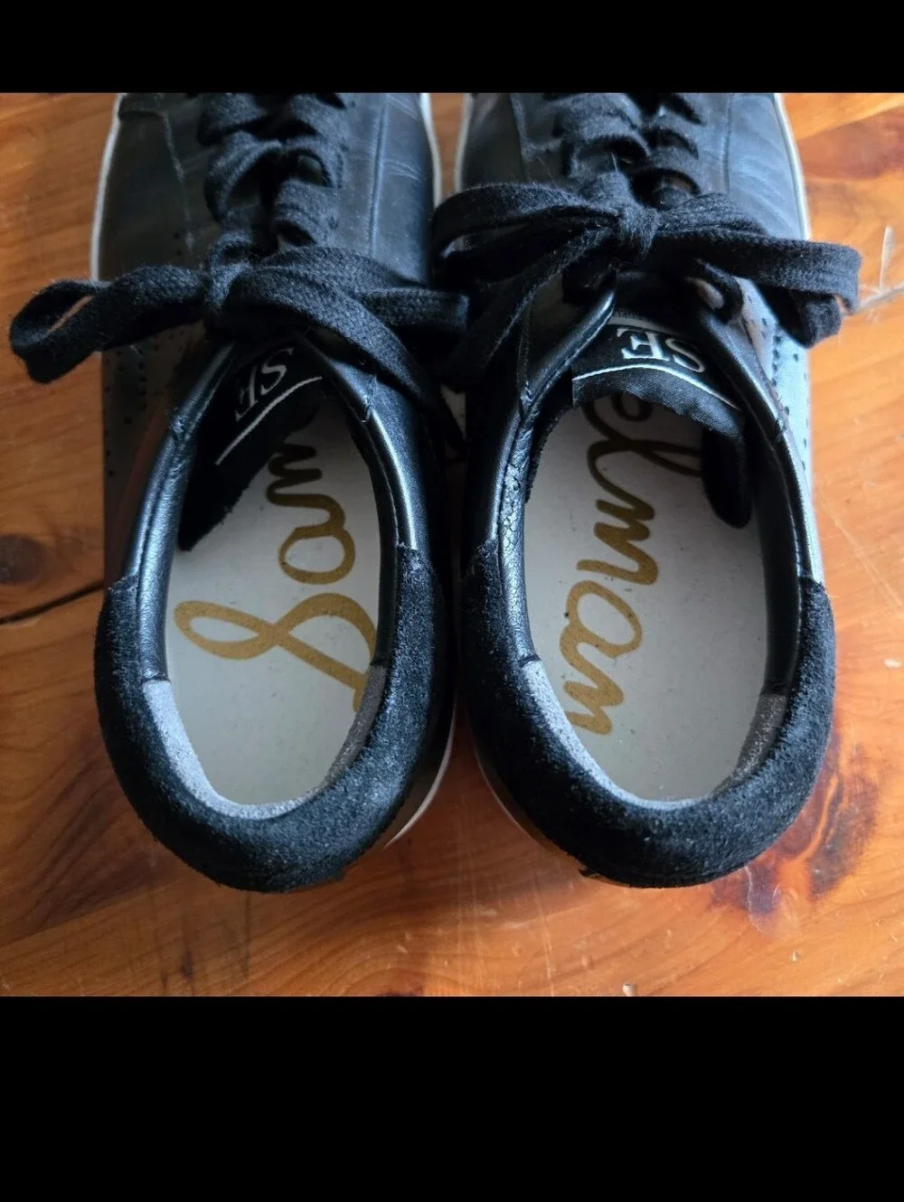 SAM EDELMAN Aubrie fashion sneakers soft black nappa leather Sz 7.5 shoes flats